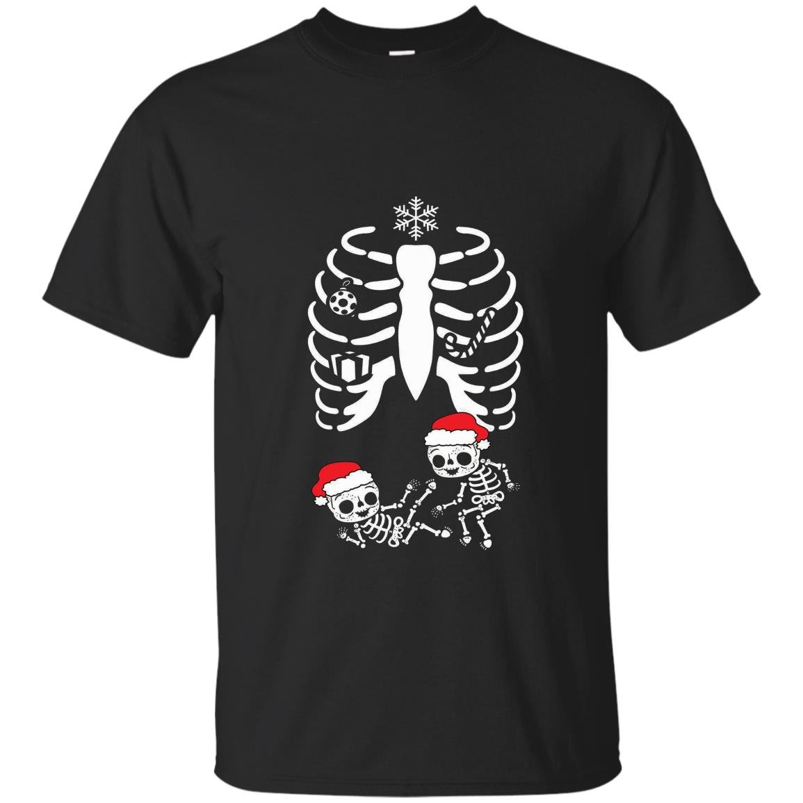 Christmas maternity twins xray pregnant skeleton T-shirt