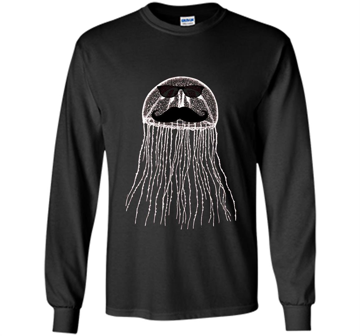 Funny jellyfish with mustache and sunglasses Long Sleeve