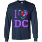 I love dc hoodie heart design washington dc gift Long Sleeve