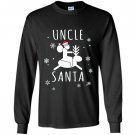 Funny uncle santa claus riding reindeer Long Sleeve