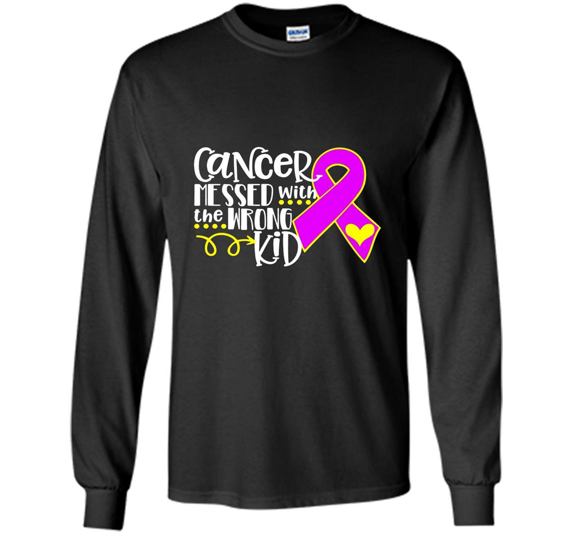 Neuroblastoma cancer messed with the wrong kid purple Long Sleeve
