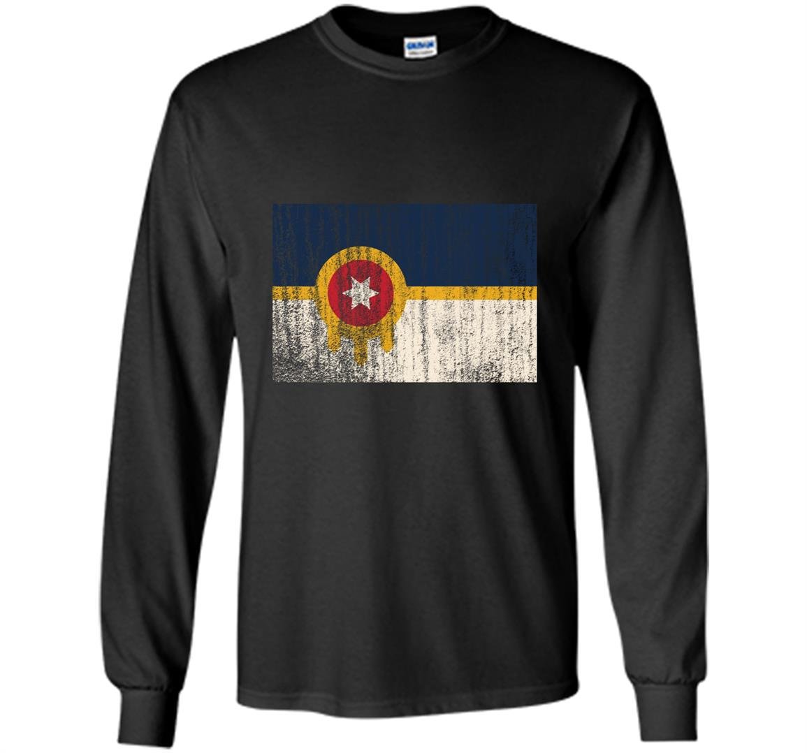 New tulsa flag vintage style distressed Long Sleeve