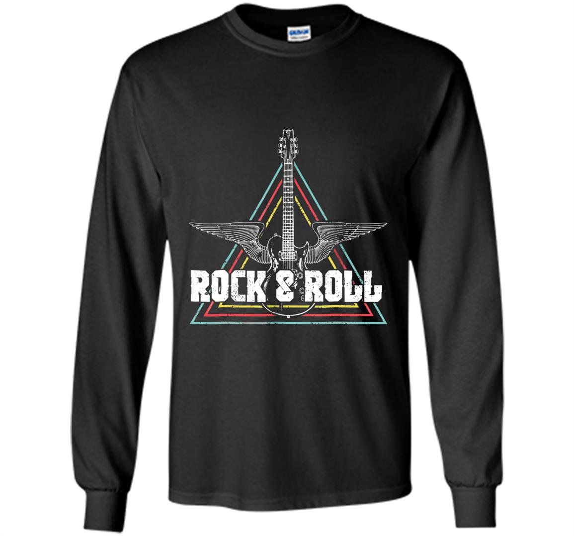 Rock and roll vintage rocknroll music guitar gift Long Sleeve