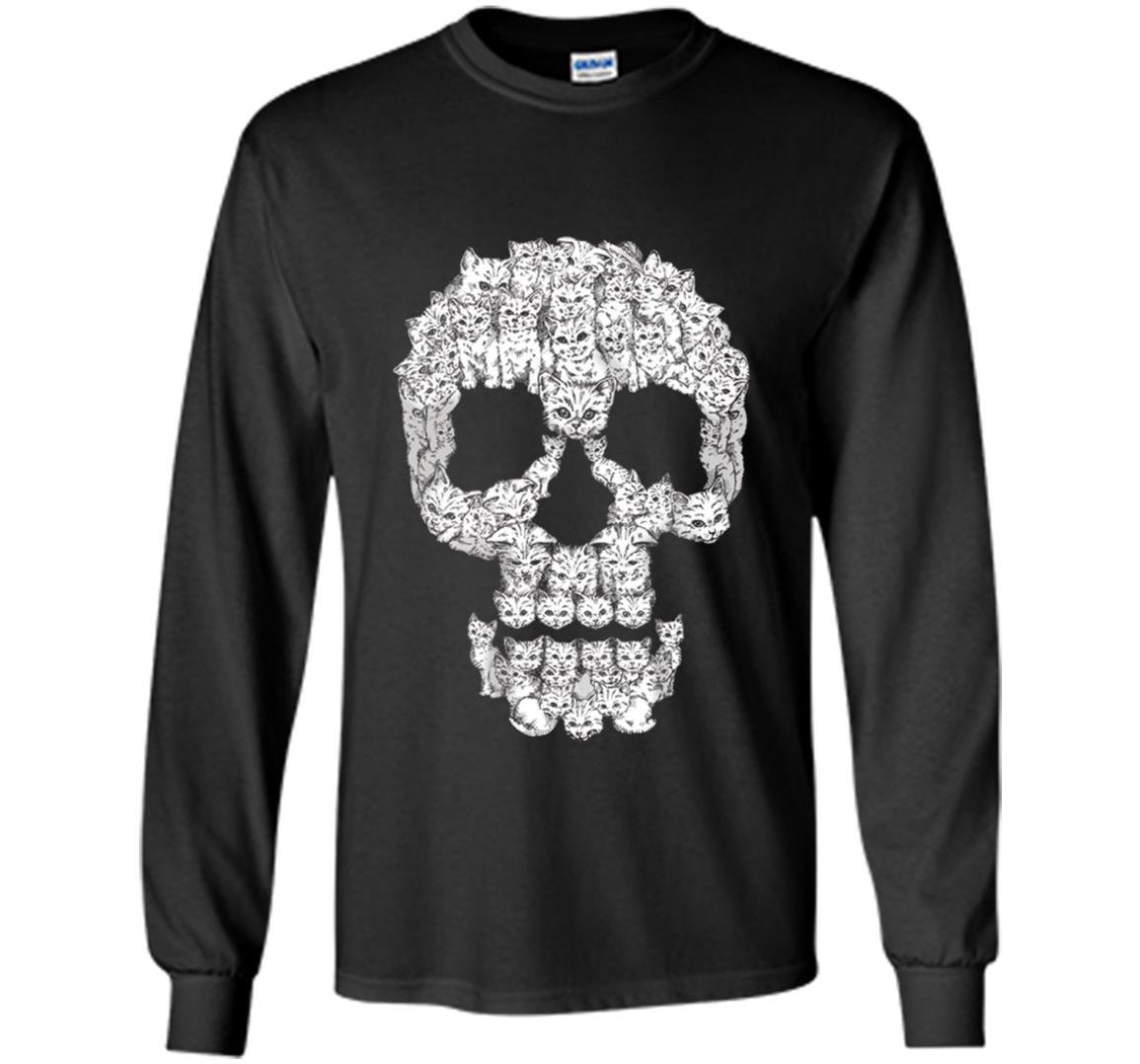 Sketchy cat skull funny gift for cat lover Long Sleeve