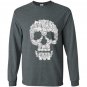 Sketchy cat skull funny gift for cat lover Long Sleeve