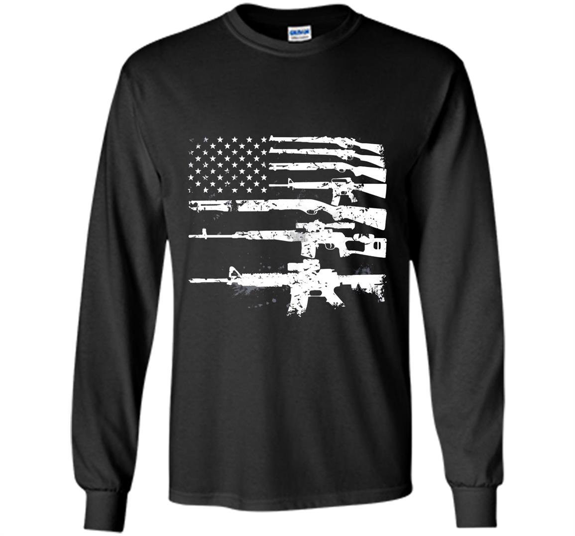 Usa guns weapons flag rifles stripes armed america Long Sleeve