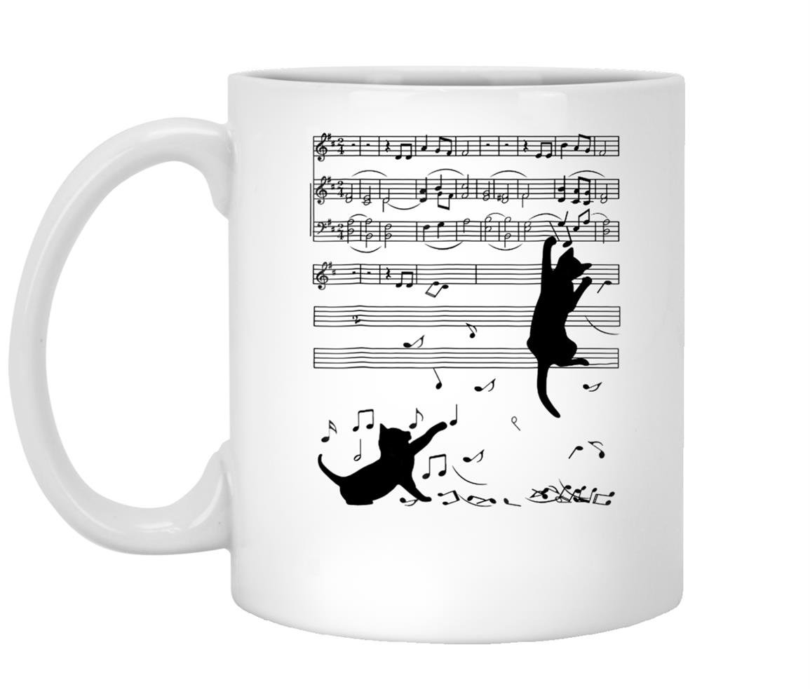 2h note musicblack cat Mug White