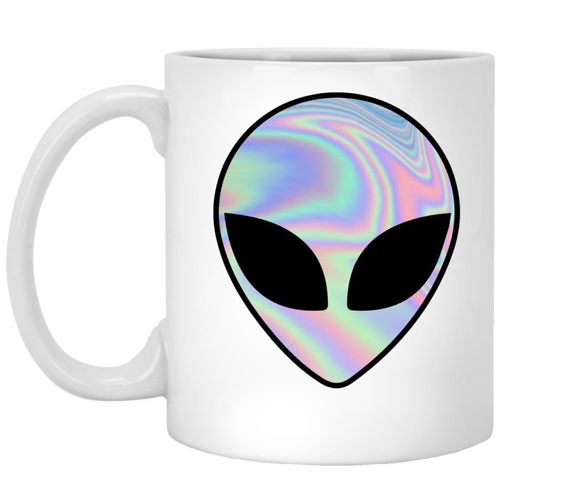 Alien head holographic party rave trippy Mug White