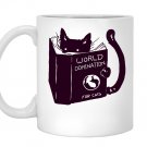 Cat reading a book world domination for ca Mug White