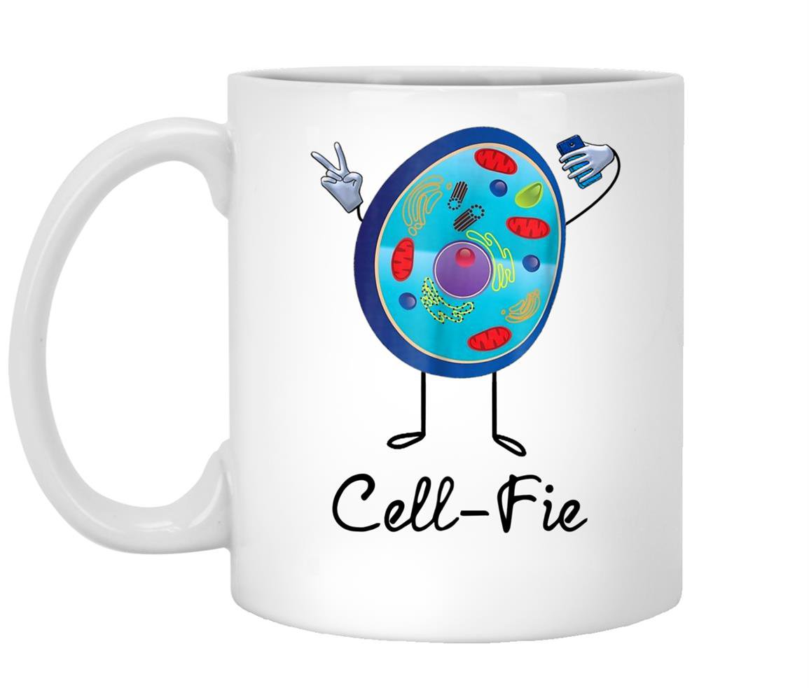 Cell fie funny science teacher selfie pun Mug White