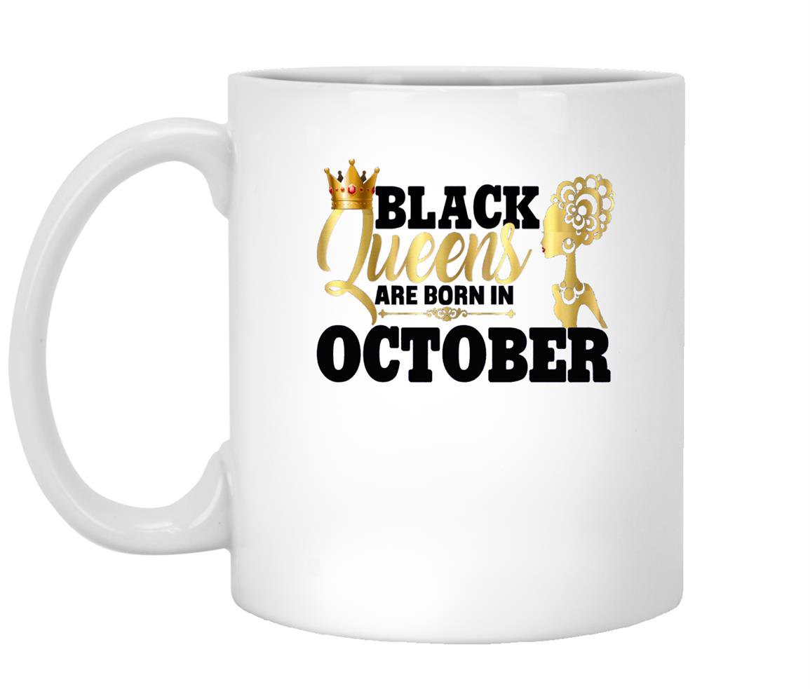 Diva queens october birthday gift gold melanin Mug White
