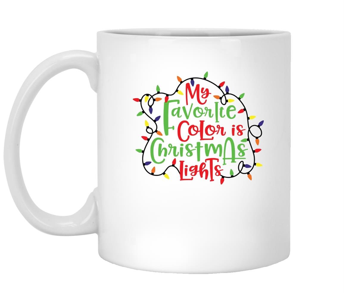 My favorite color is christmas lights christmas Mug White