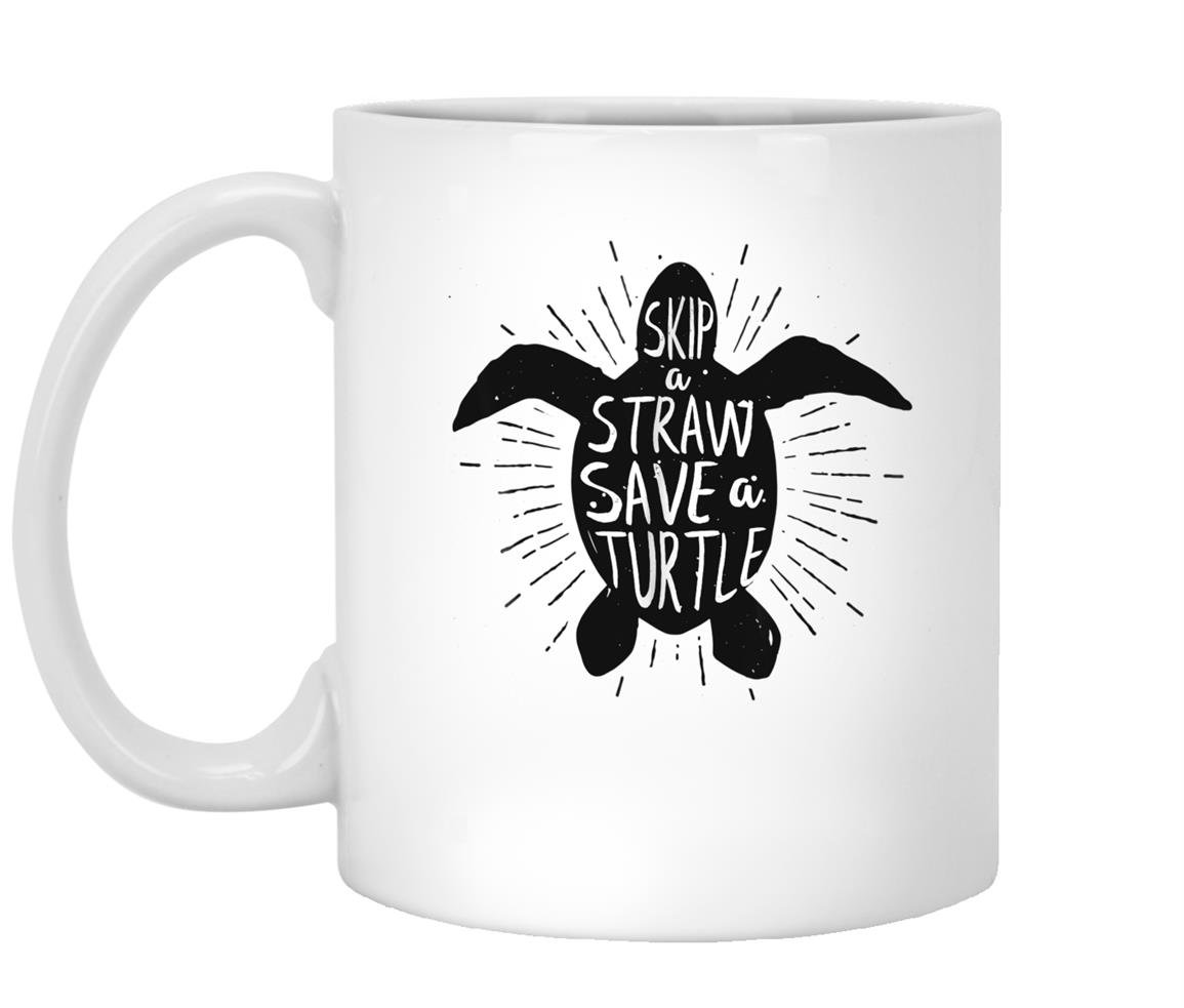 Skip a straw save a turtle save turtles Mug White