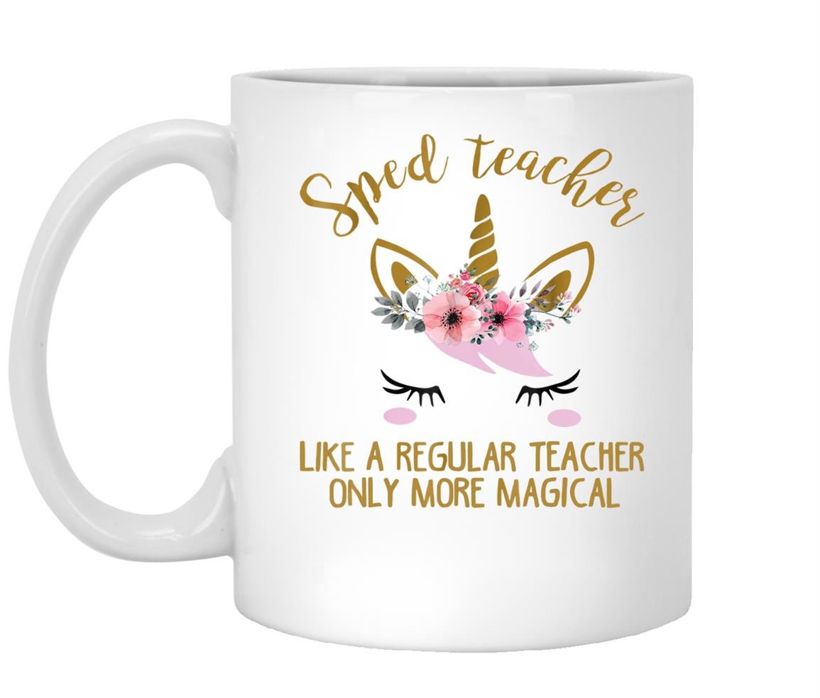 Special education teacher cute magical unicorn gif Mug White