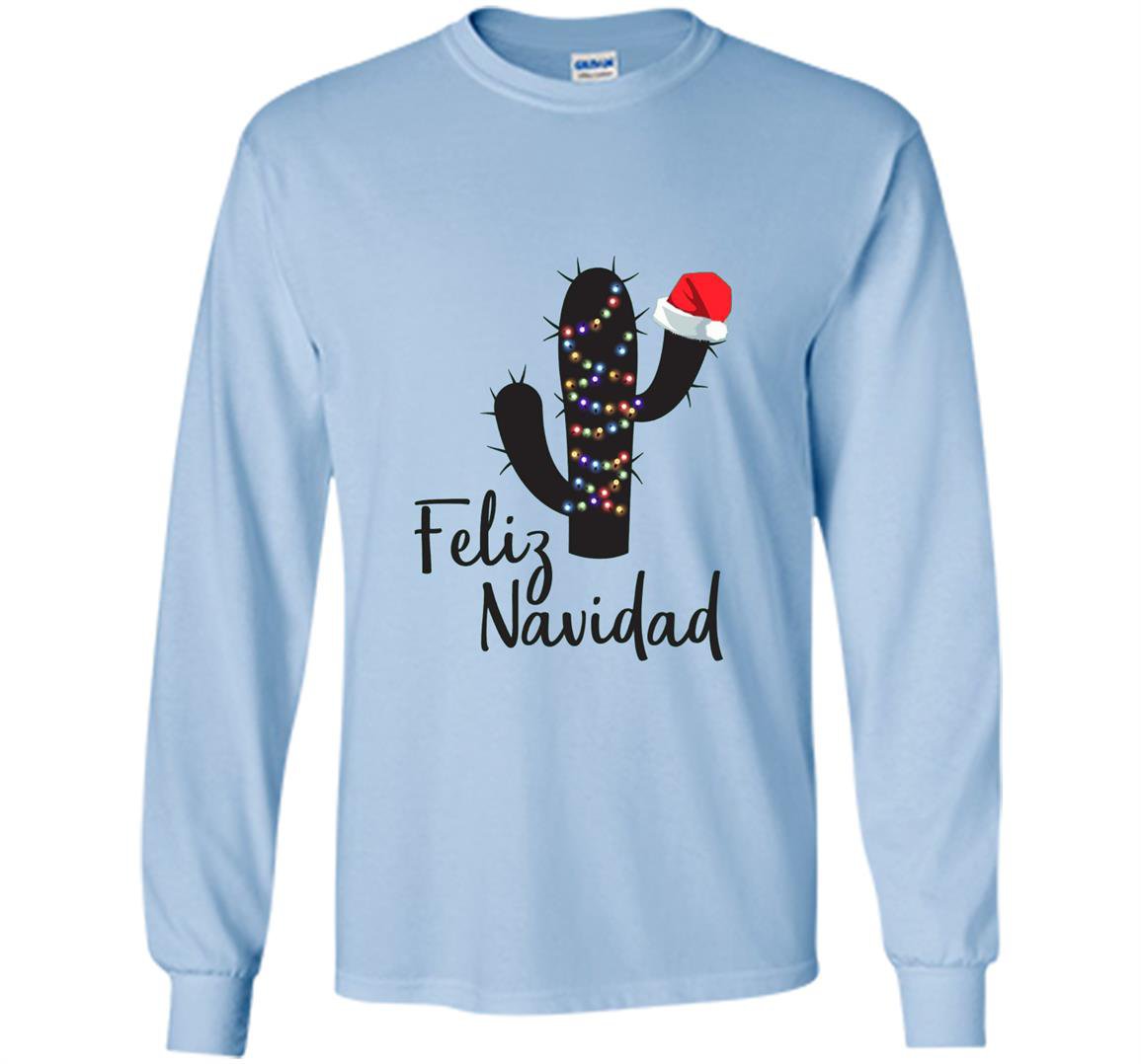 Feliz navidad cactus christmas pajamas family lights Long Sleeve
