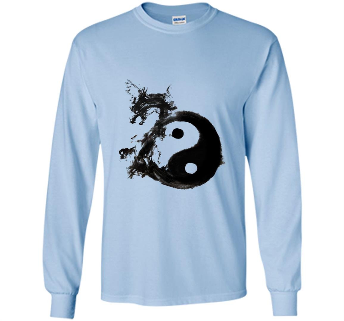 Tai chi symbol with dragon in water ink Long Sleeve