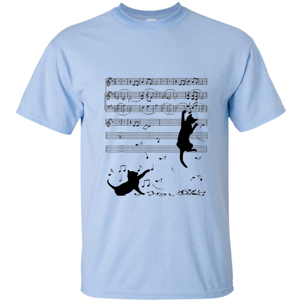 2h note music black cat T-shirt
