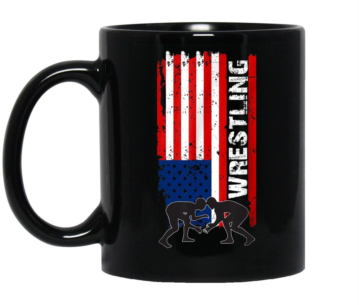 American flag wrestlingusa flag wrestling Mug Black