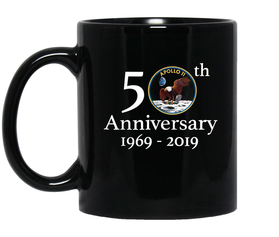 Apollo 11 50th anniversarynasa moon landing logo Mug Black