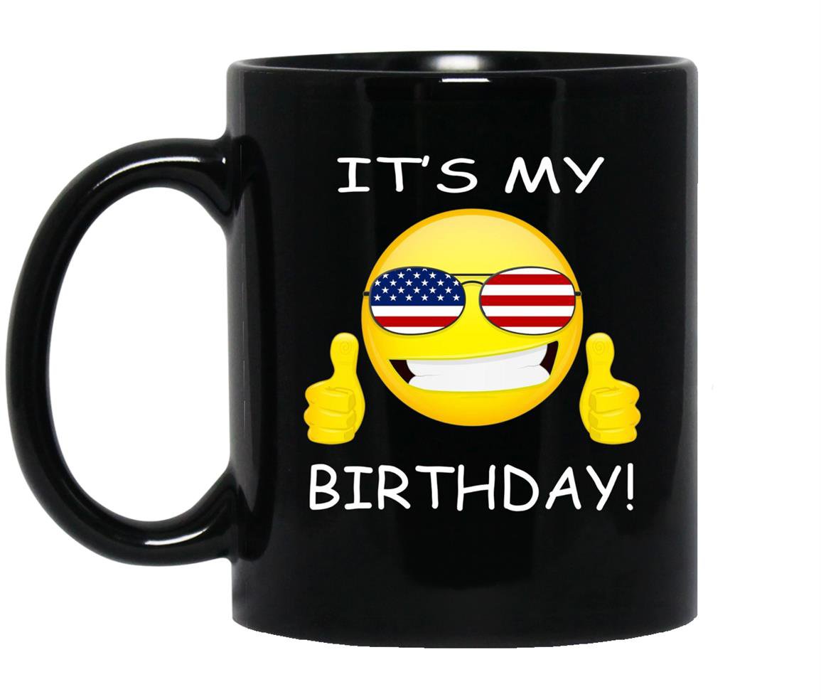 Birthday emojiits my birthday american flag gift Mug Black