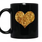 Gold sequins in a heart shape Mug Black