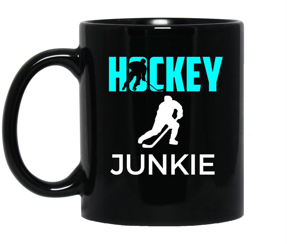 Hockey junkie funny gift Mug Black