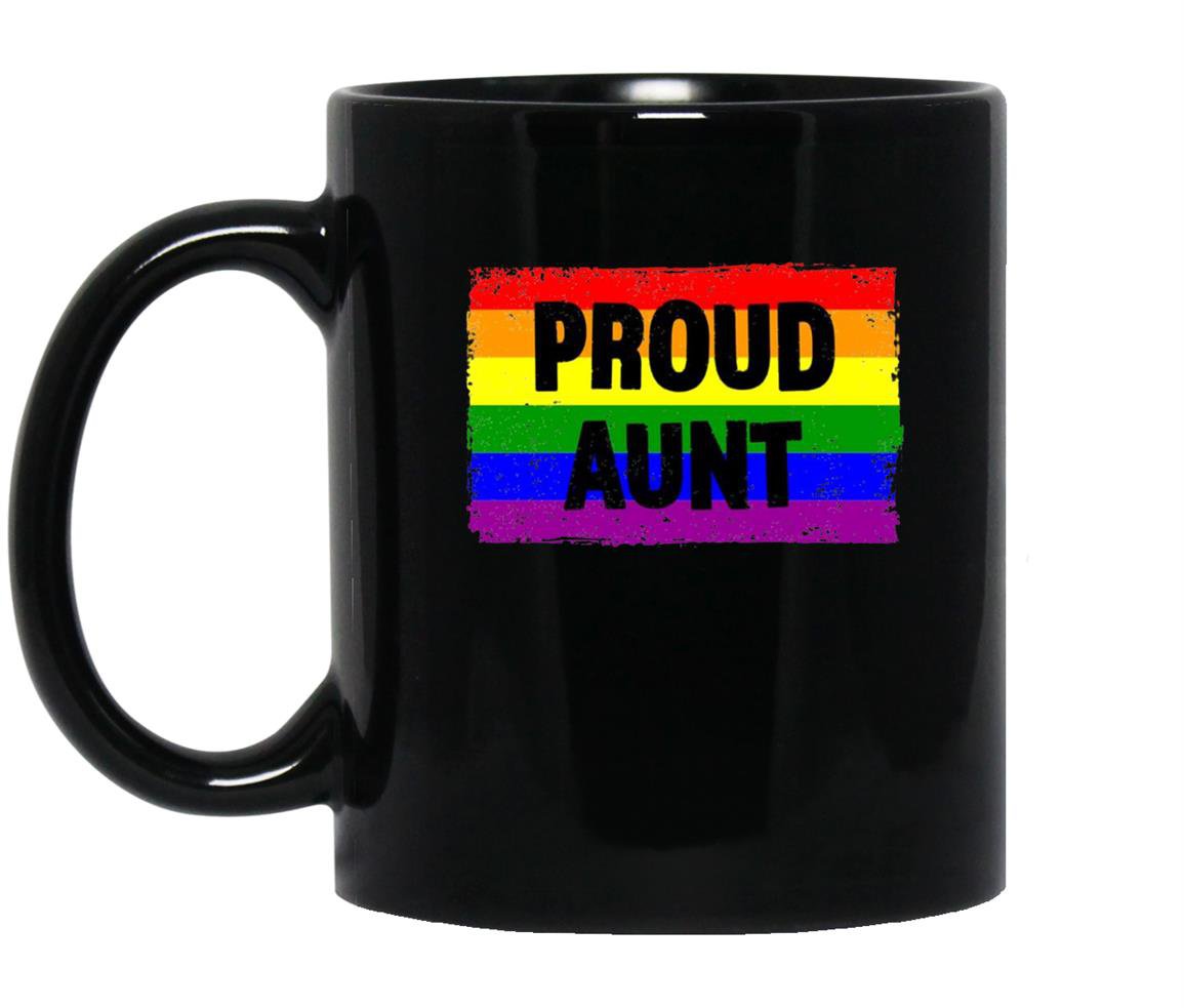 Lgbtq gay pride rainbow support ally proud aunt family Mug Black