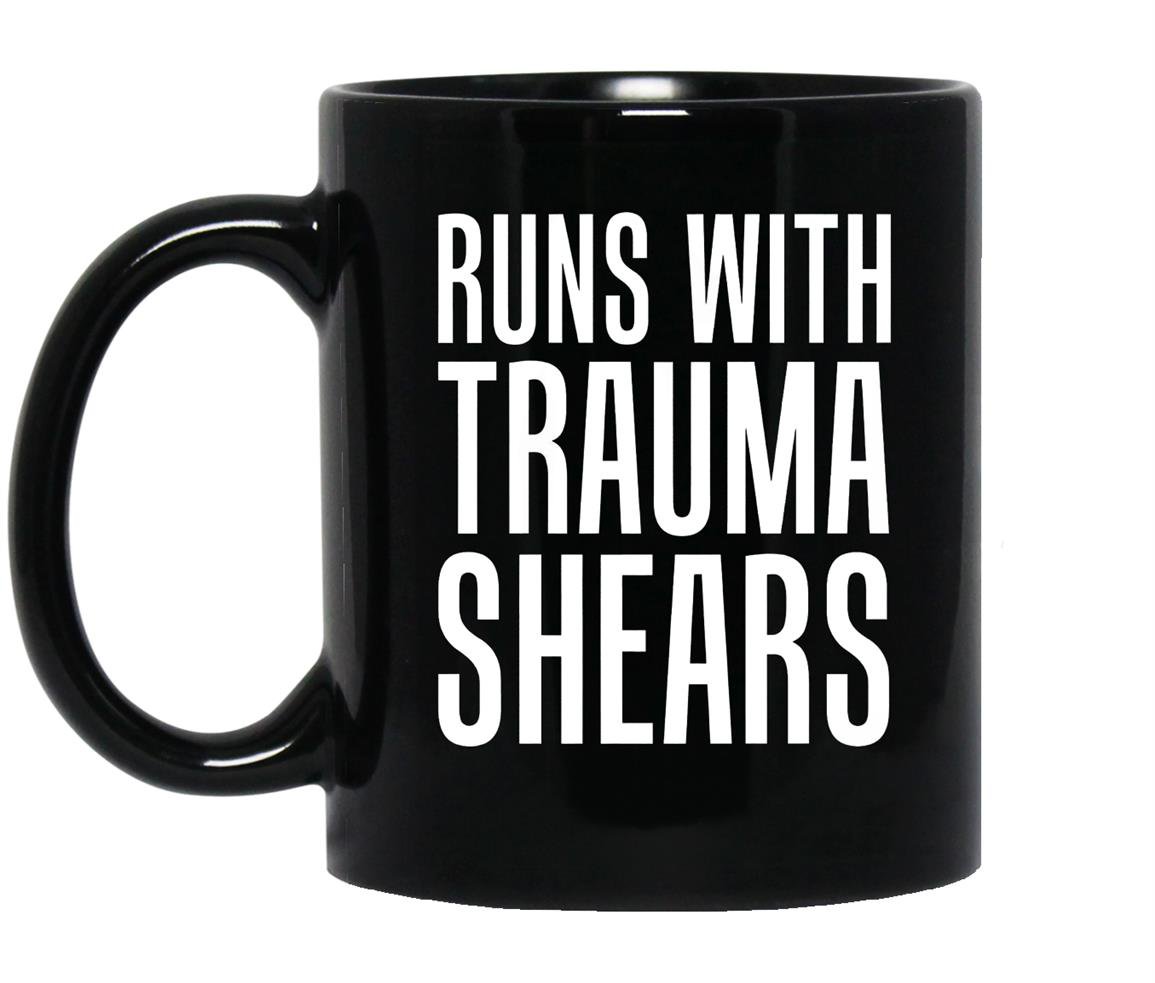 Runs with trauma shearsin Mug Black