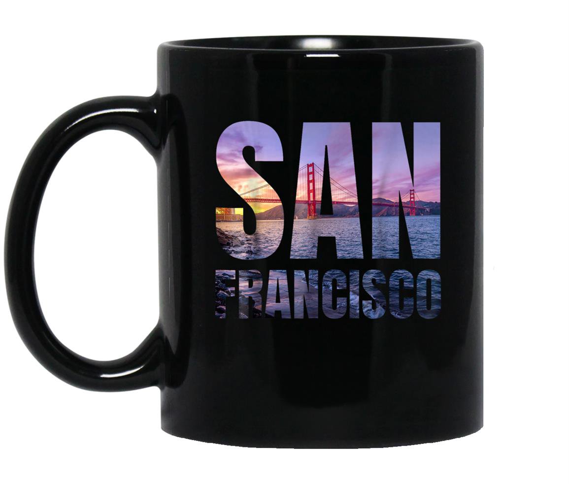 San francisco bay golden gate bridge skyline gift Mug Black
