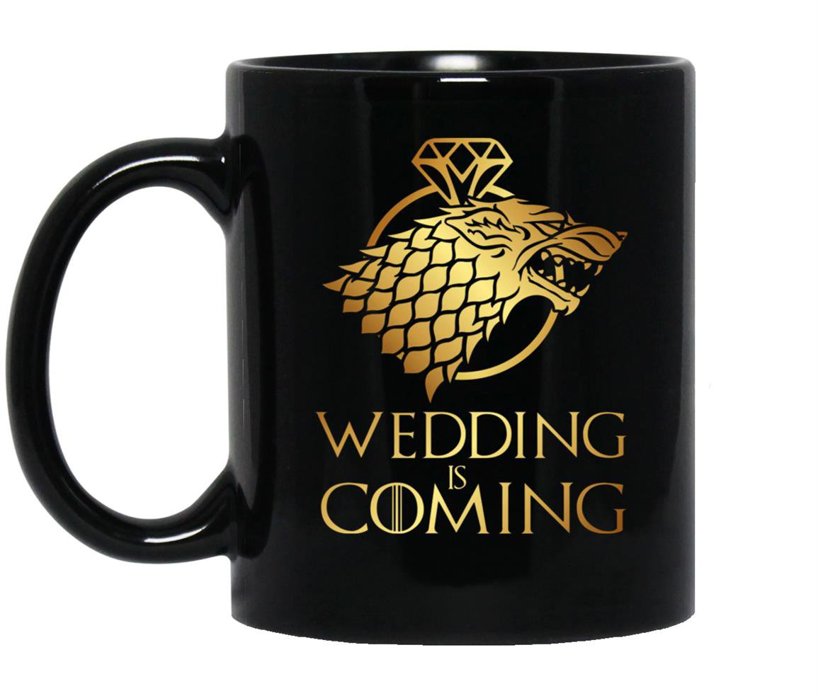 Wedding is coming with wolf of winter fell for fan game of thrones Mug Black