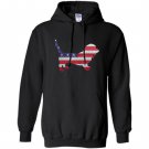Patriotic basset hound mix american flag embroidery Hoodie