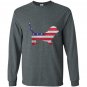 Patriotic basset hound mix american flag embroidery Long Sleeve