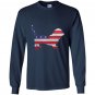 Patriotic basset hound mix american flag embroidery Long Sleeve