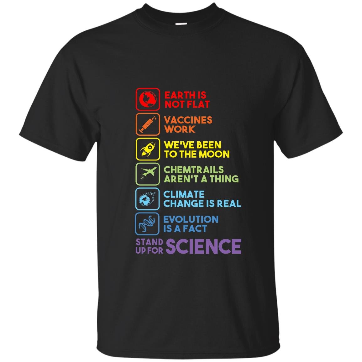 Earth is not flat stand up for science earth day T-shirt
