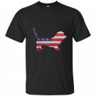 Patriotic basset hound mix american flag embroidery T-shirt