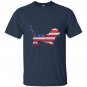Patriotic basset hound mix american flag embroidery T-shirt