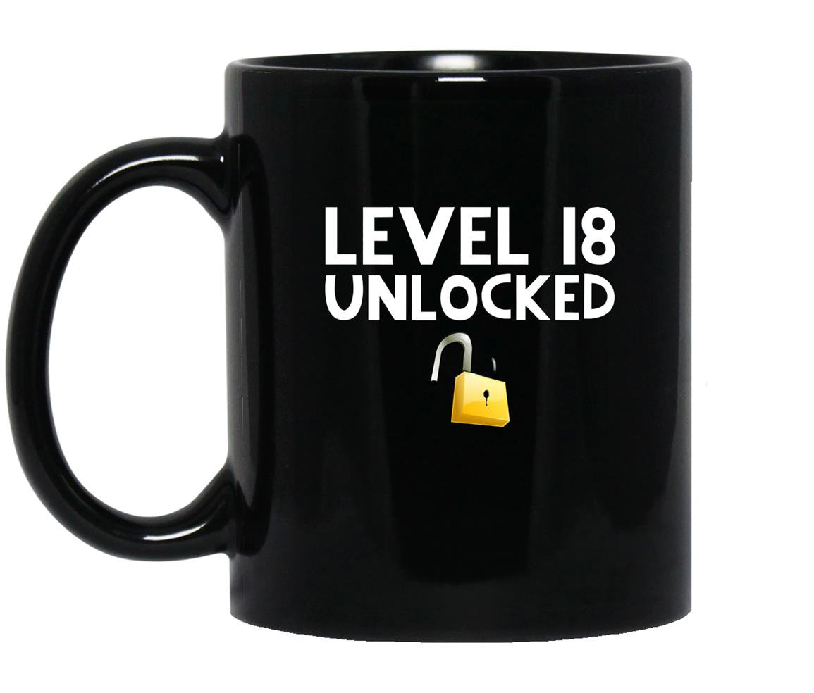 18th birthday gift funny gamer level 18 unlocked Mug Black