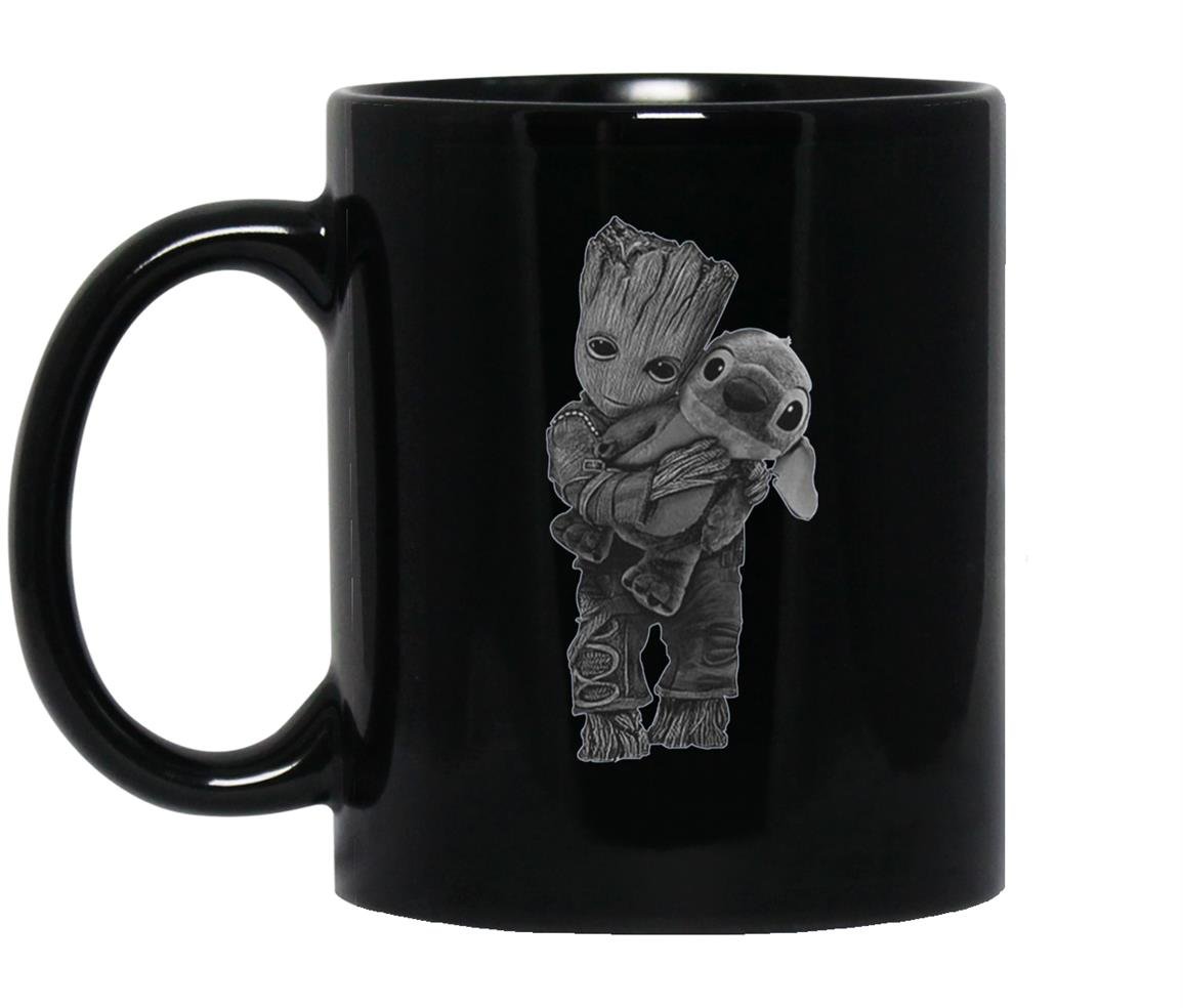 Baby groot hug stitch Mug Black