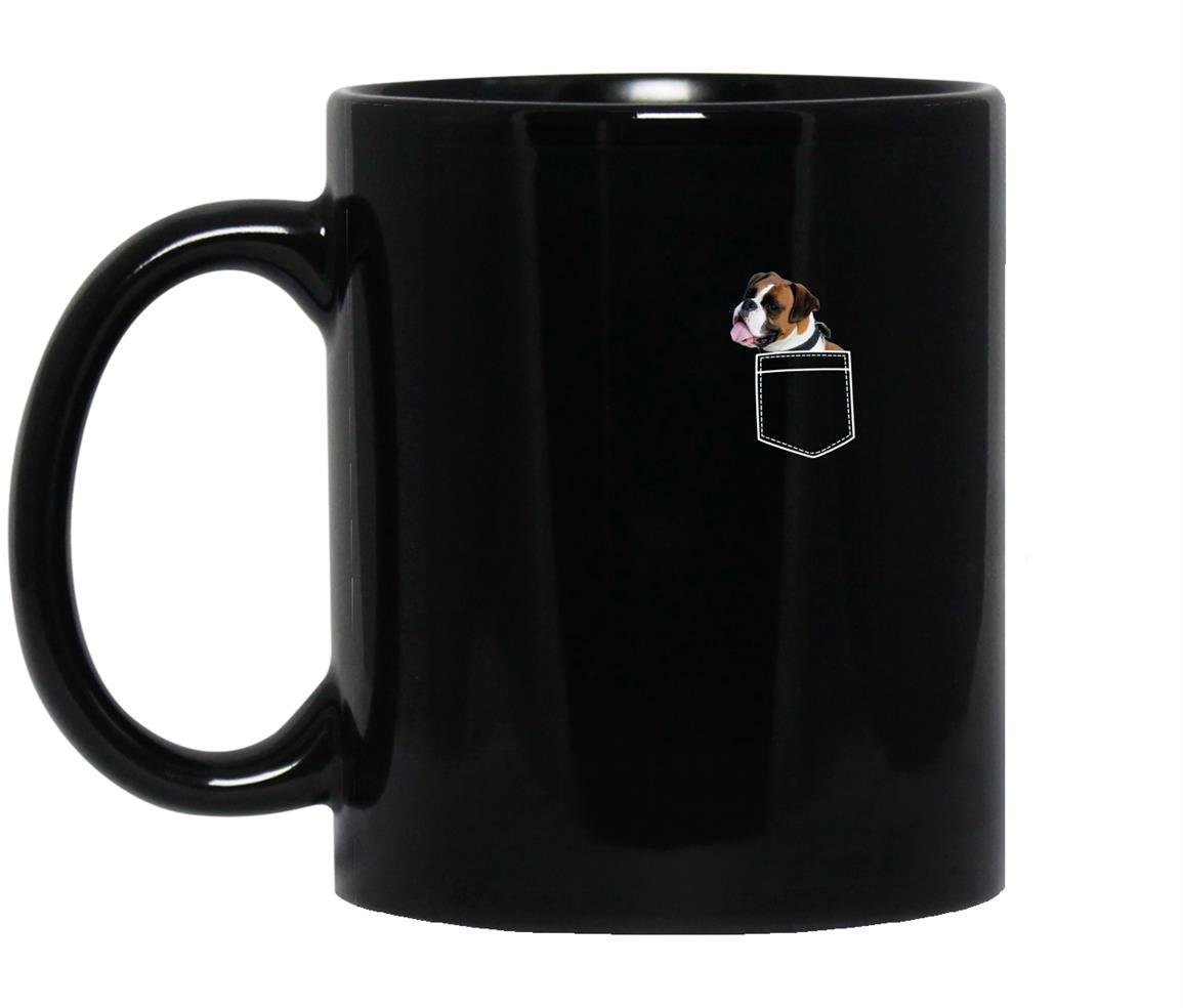 Cartoon pocket boxer dog meme Mug Black