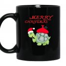 Cartoon santa turtle funny christmas Mug Black