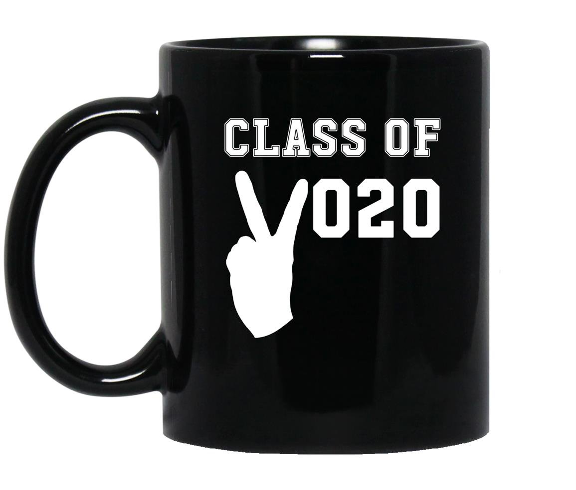 Class of 2020 peace sign school graduation Mug Black