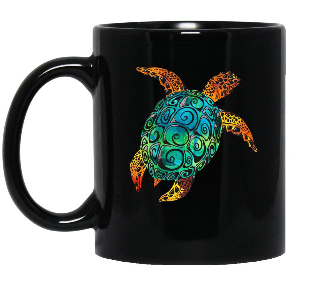 Cosmic watercolor sea turtle Mug Black