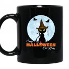 Crazy halloween cat lady funny cat in moon Mug Black