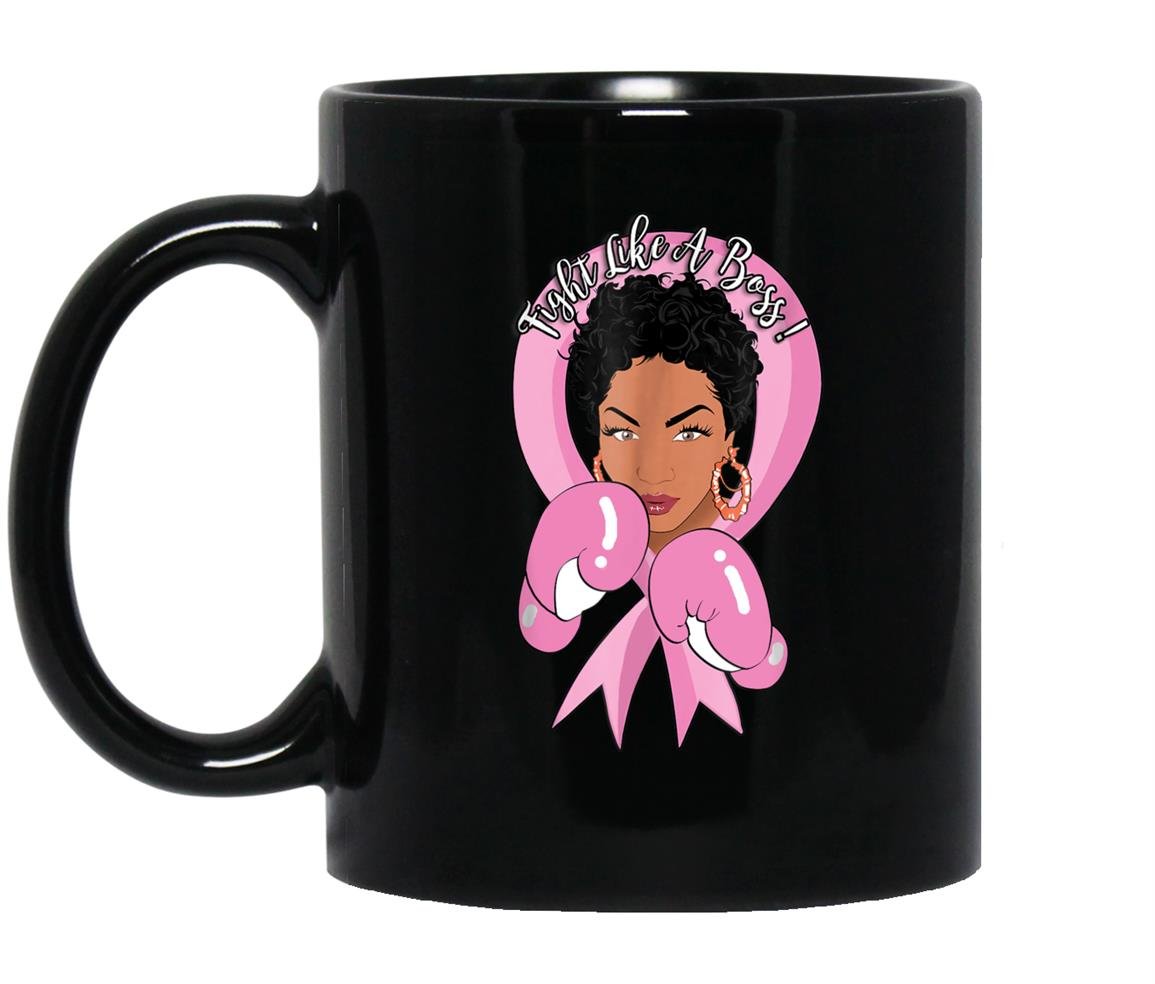 Fight like a boss breast cancer Mug Black