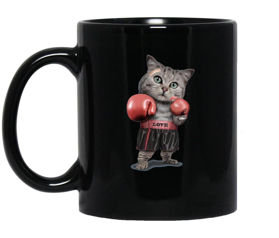 Funny boxing cat lovers gifts Mug Black