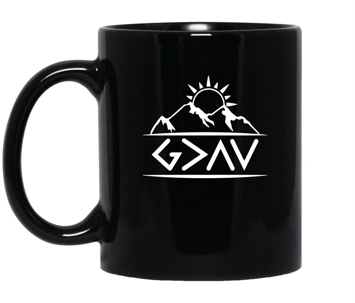 God is greater than the highs and lows christian Mug Black