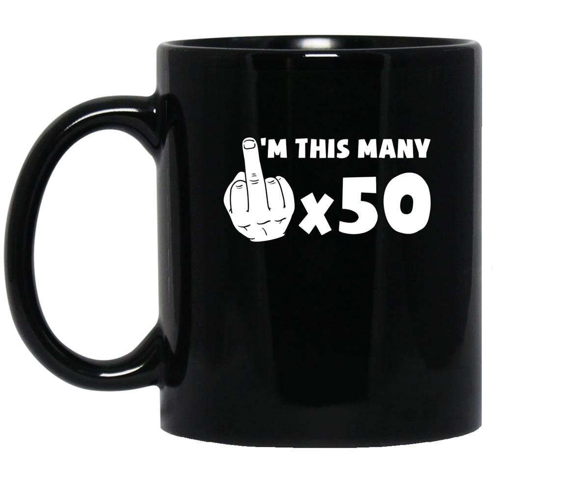 Im this many 50 year old with finger up funny 50th birthday Mug Black