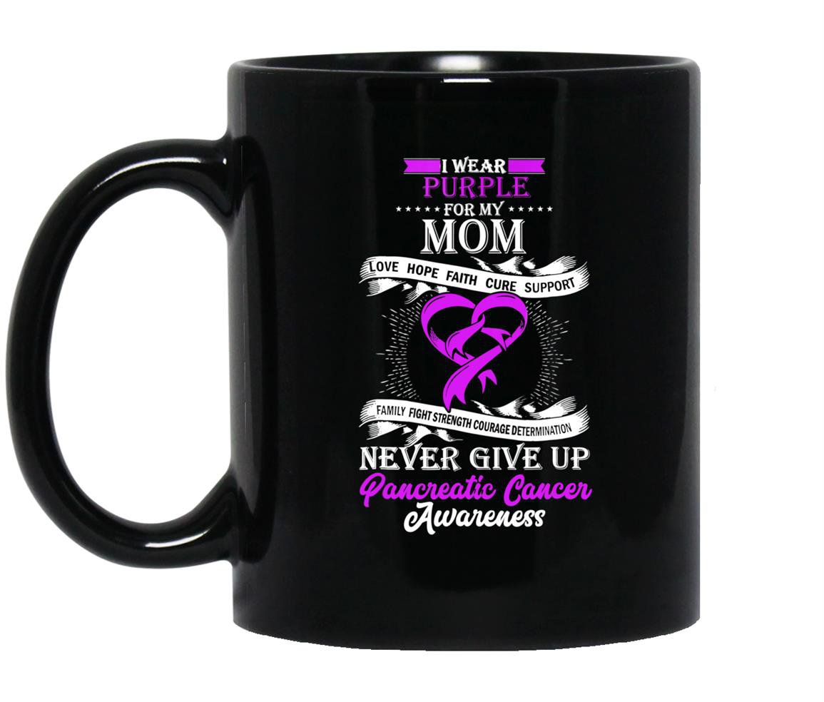 I wear purple for my mom pancreatic cancer awareness Mug Black