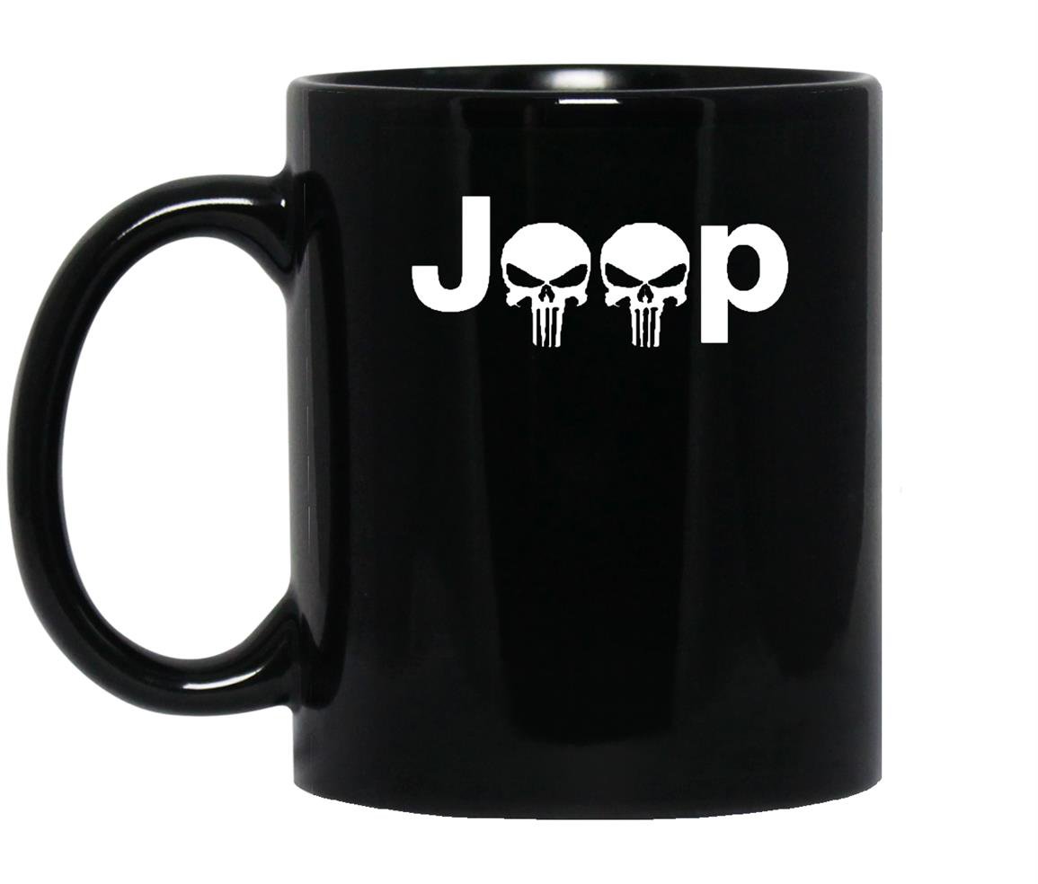 Jeep logo with punisher skulls 4x4 off road wrangler Mug Black