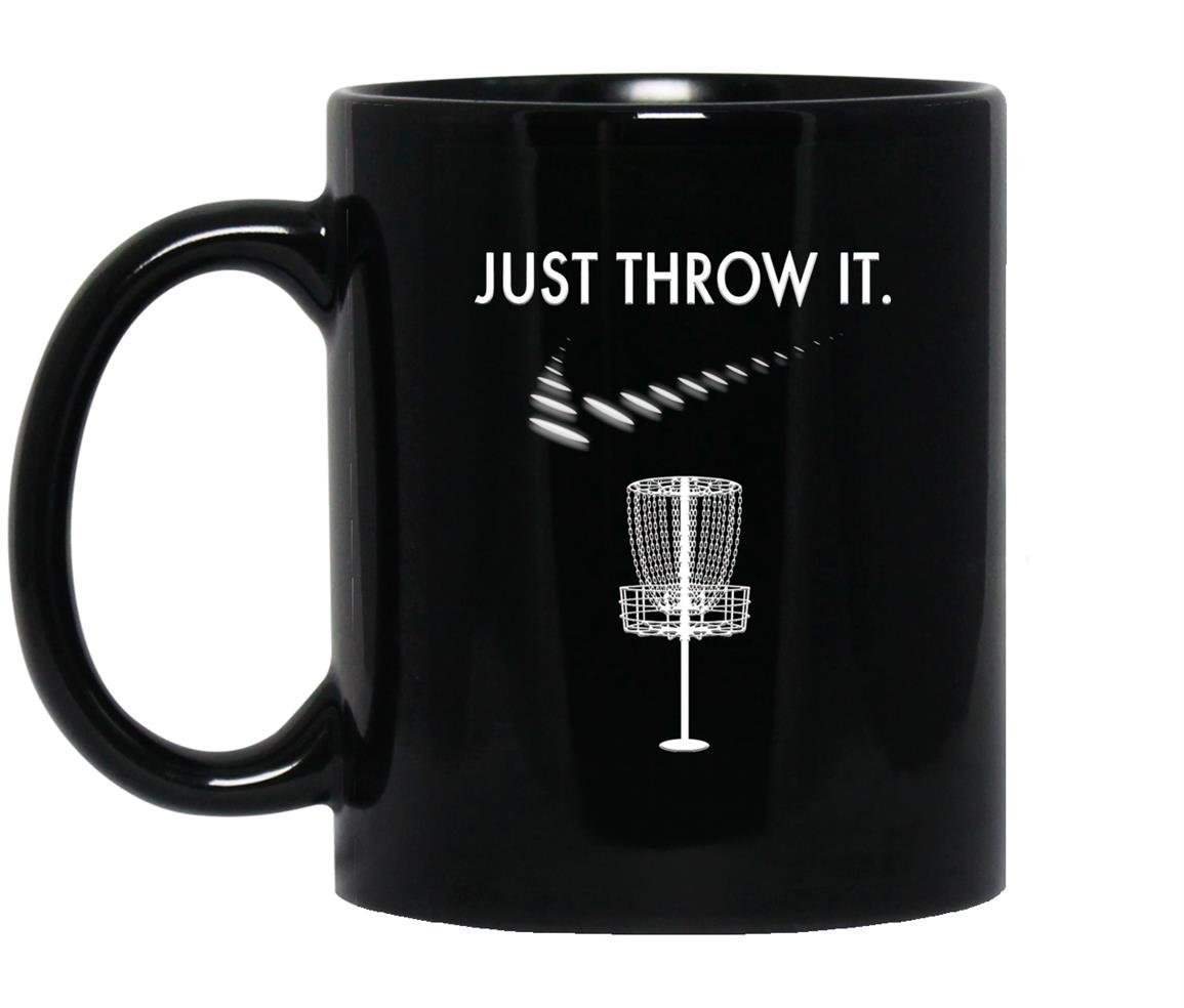 Just throw it white disc golf Mug Black